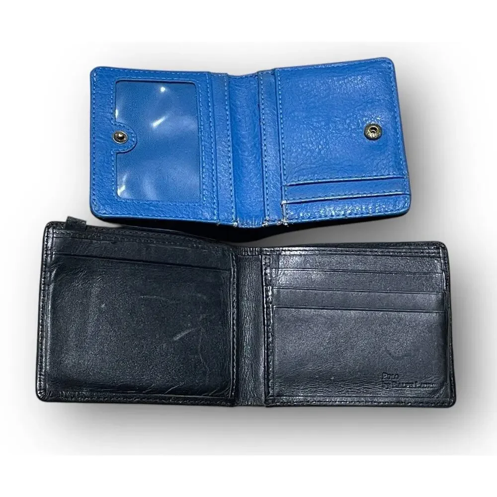 2 Vintage‎ Wallets Fossil And Ralph Lauren Blue And Black Leather